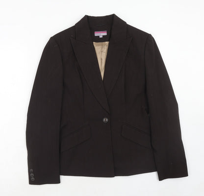 Additional front view of ESPRIT women’s brown polyester jacket suit jacket, size UK 12