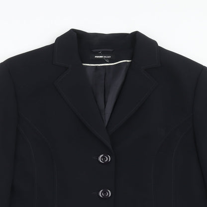 Frank Walder Womens Blue Polyester Jacket Suit Jacket Size 16