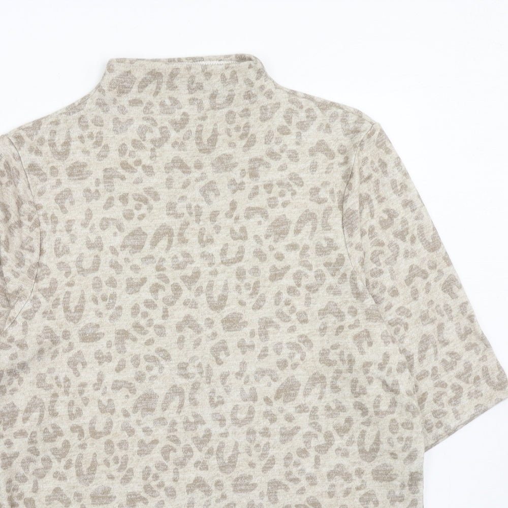 Marks and Spencer Womens Brown Animal Print Viscose Pullover Sweatshirt Size 14 Pullover - Leopard Pattern