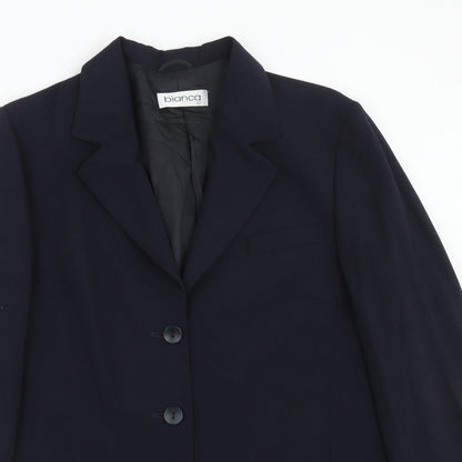 Bianca Womens Blue Polyester Jacket Suit Jacket Size 12