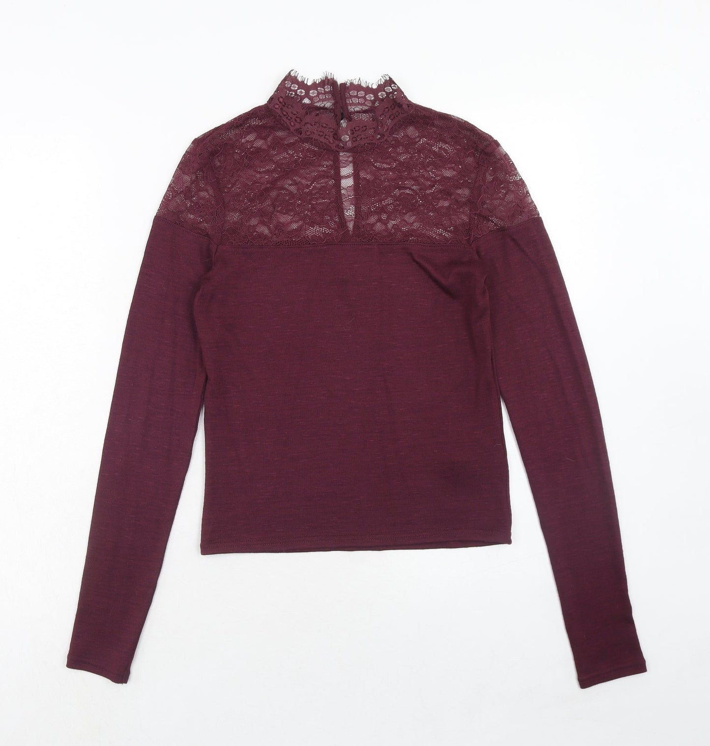 H&M Womens Purple Polyamide Basic Blouse Size S Mock Neck