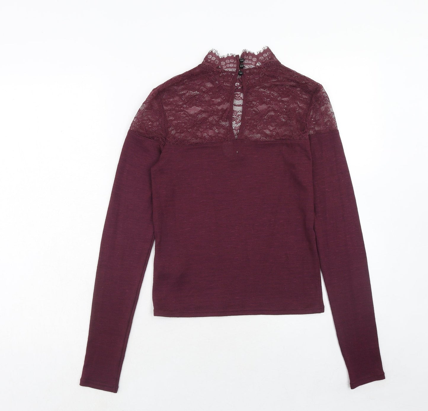H&M Womens Purple Polyamide Basic Blouse Size S Mock Neck