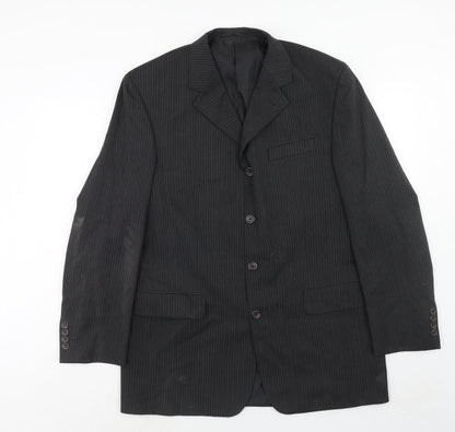 Armando Mens Grey Striped Polyester Jacket Suit Jacket Size 42 Regular