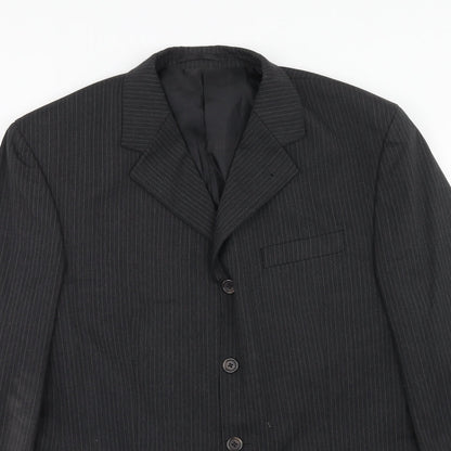 Armando Mens Grey Striped Polyester Jacket Suit Jacket Size 42 Regular