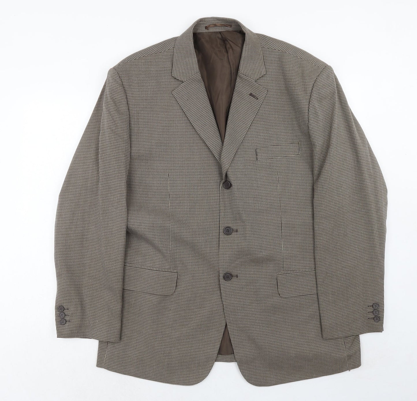 Dannimac Mens Brown Geometric Polyester Jacket Blazer Size 44 Regular
