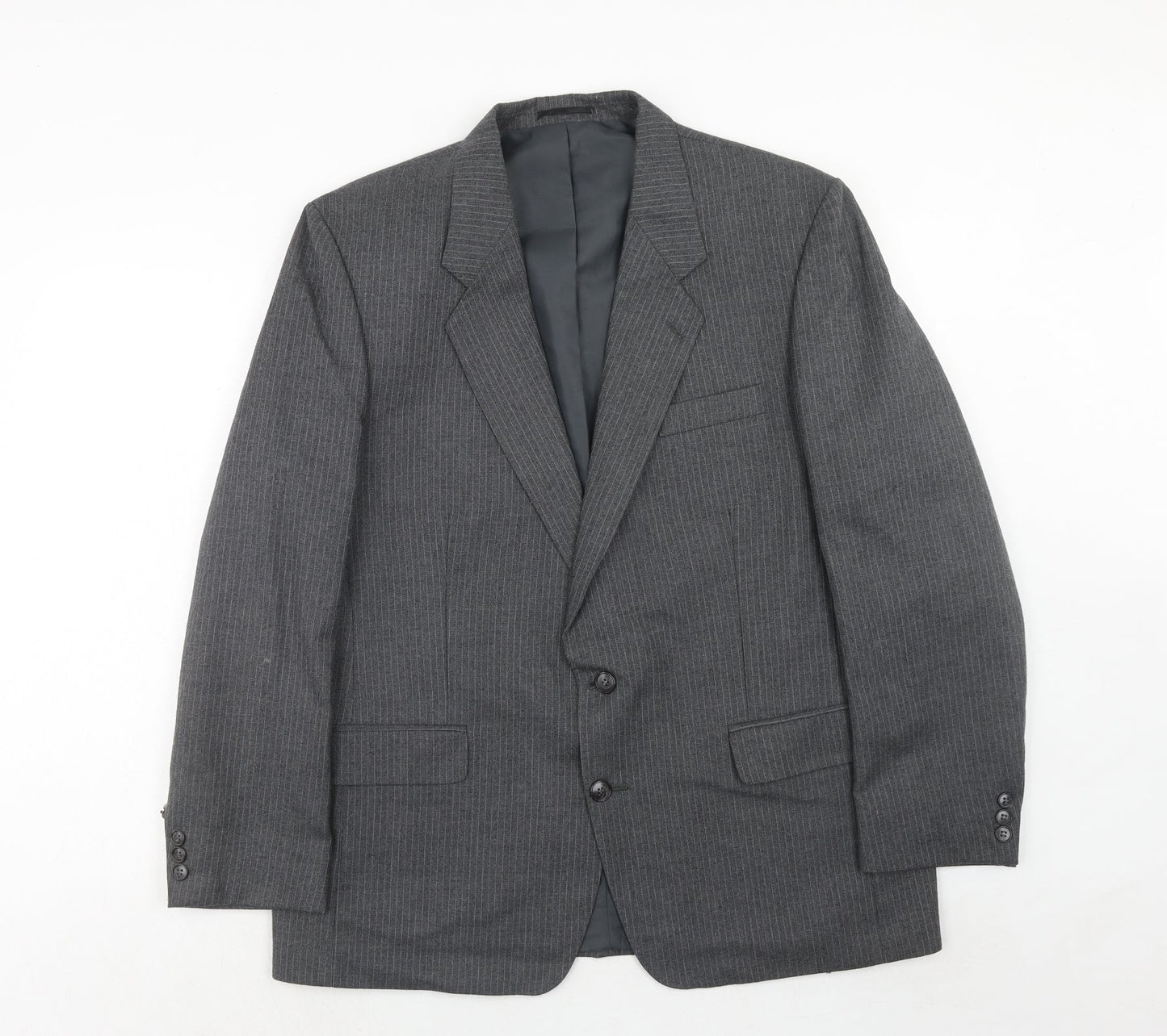 C&A Mens Grey Striped Polyester Jacket Suit Jacket Size 44 Regular