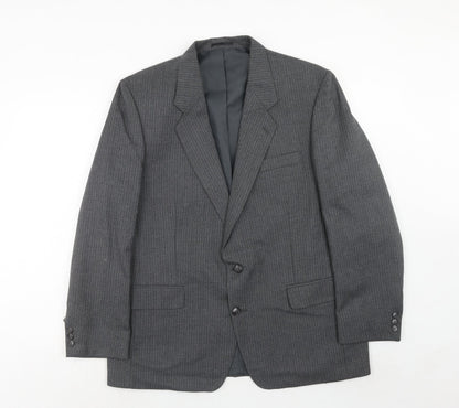 C&A Mens Grey Striped Polyester Jacket Suit Jacket Size 44 Regular
