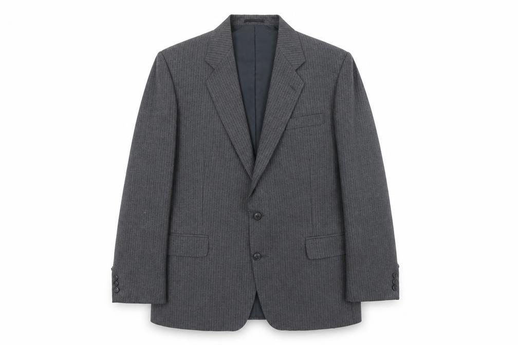 C&A Mens Grey Striped Polyester Jacket Suit Jacket Size 44 Regular