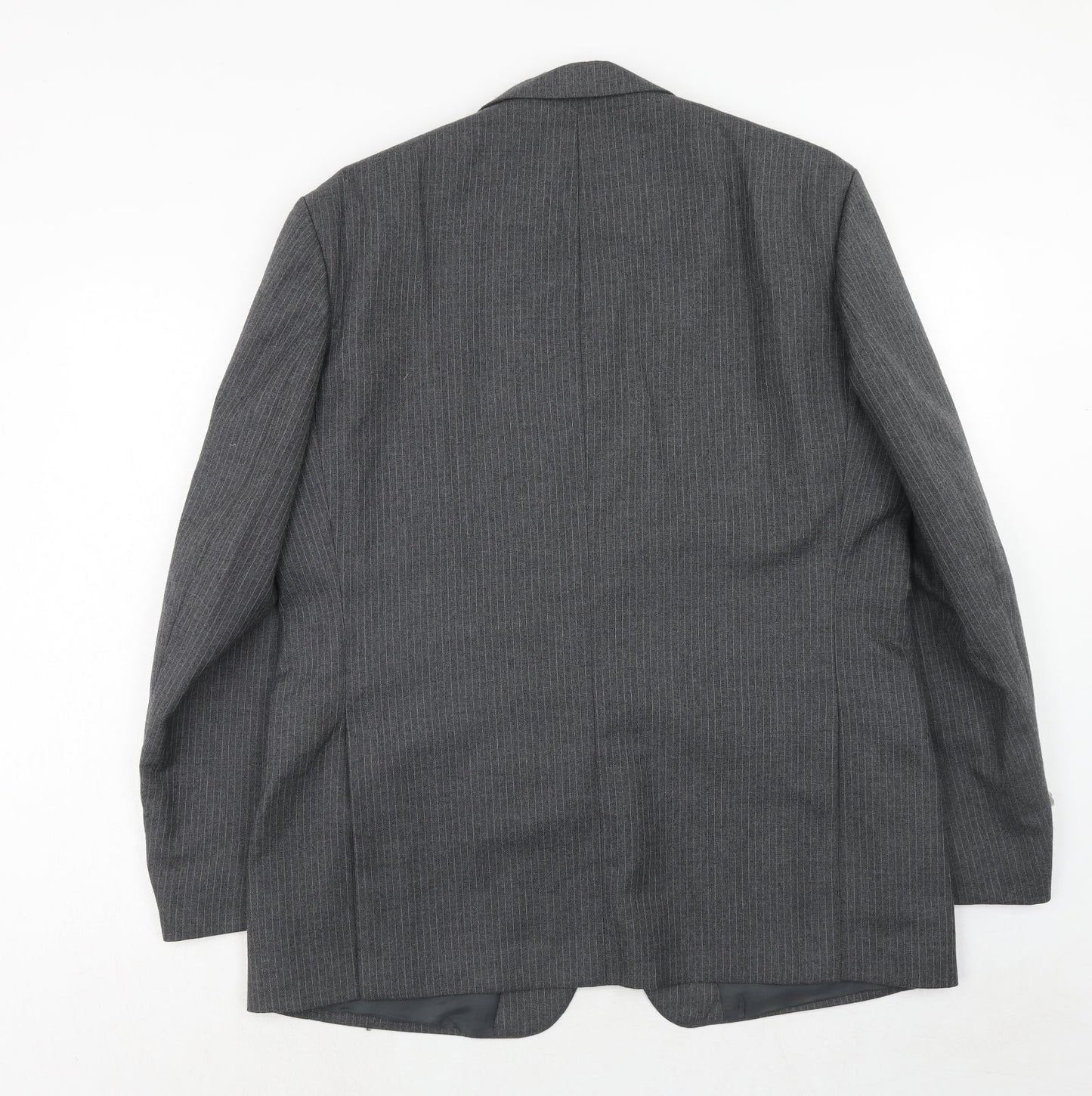 C&A Mens Grey Striped Polyester Jacket Suit Jacket Size 44 Regular