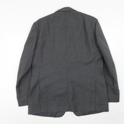 C&A Mens Grey Striped Polyester Jacket Suit Jacket Size 44 Regular