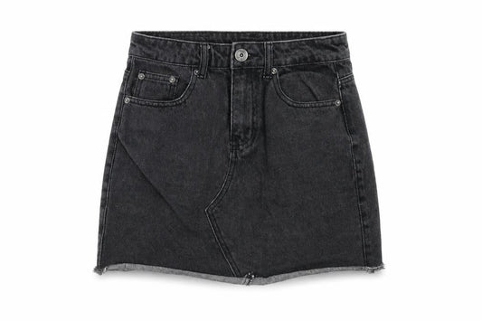 Liquor n Poker Womens Black Cotton Mini Skirt Size 8 Zip