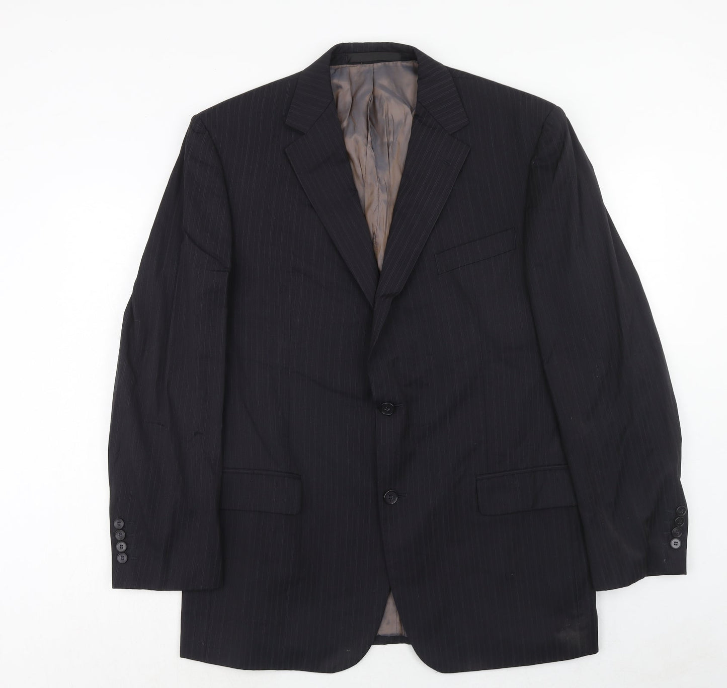 Marks and Spencer Mens Black Striped Wool Jacket Suit Jacket Size 42 Regular