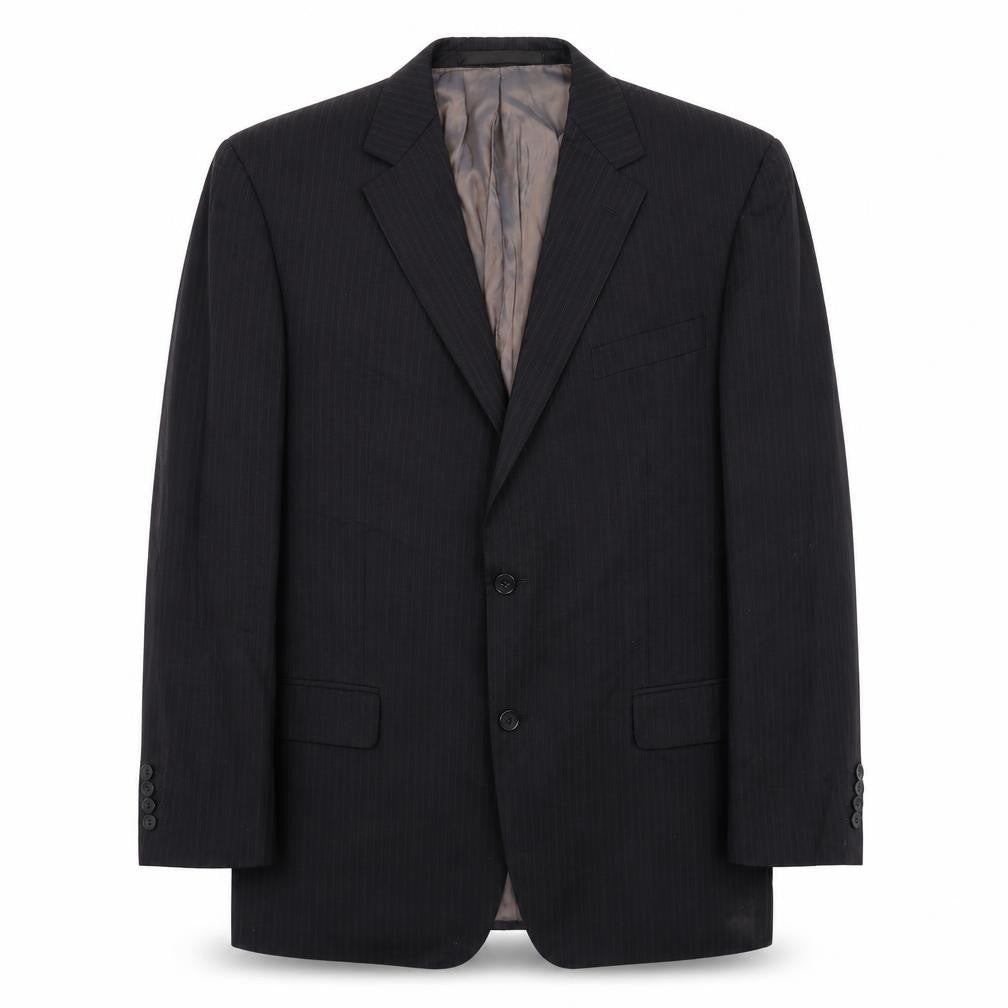 Marks & Spencer Mens Black Striped Wool Jacket Suit Jacket Size 42 Regular