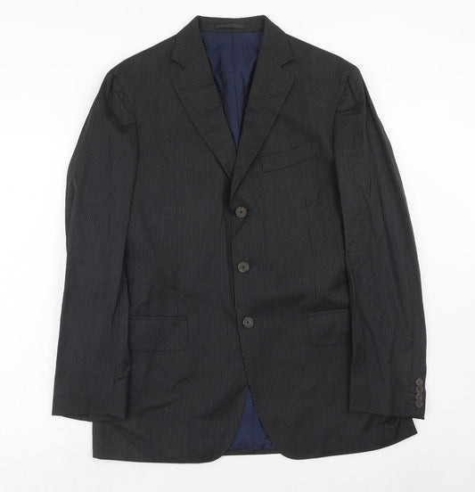 Arthur & Fpx Mens Grey Striped Wool Jacket Suit Jacket Size 40 Regular