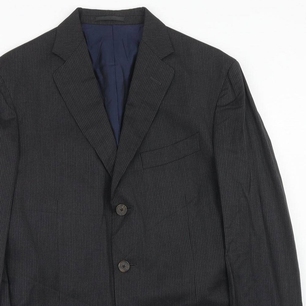 Arthur & Fpx Mens Grey Striped Wool Jacket Suit Jacket Size 40 Regular