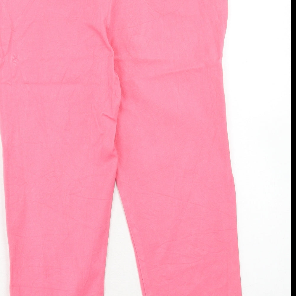 John Lewis Womens Pink Viscose Chino Trousers Size 10 Regular Hook & Eye