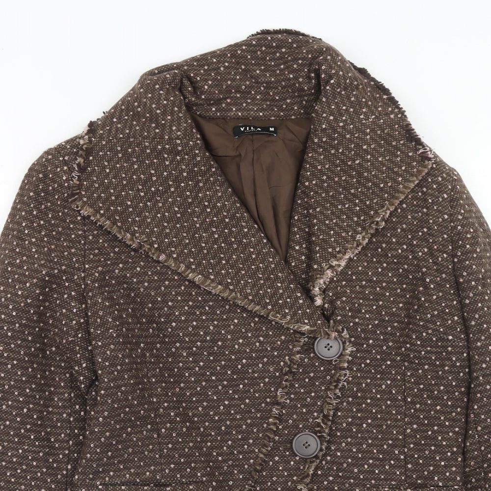 VILA Womens Brown Wool Jacket Blazer Size M