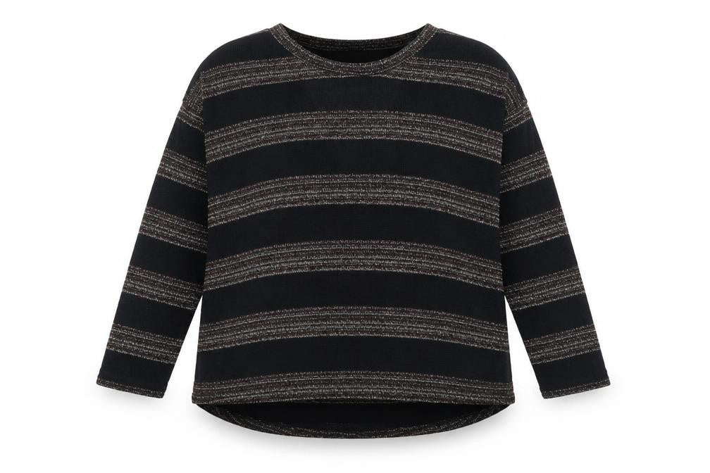 NEXT Womens Black Round Neck Striped Polyester Pullover Jumper Size 12