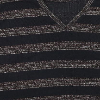 Next Womens Black Round Neck Striped Polyester Pullover Jumper Size 12