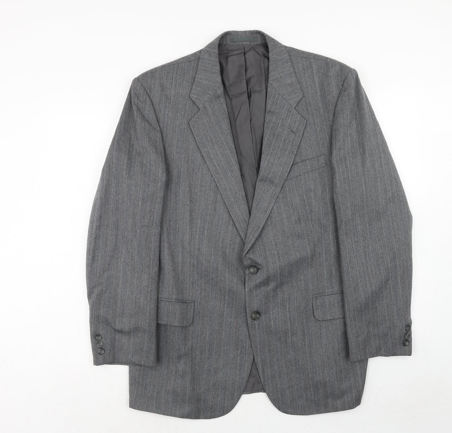 Marks and Spencer Mens Grey Striped Polyester Jacket Suit Jacket Size 42 Regular