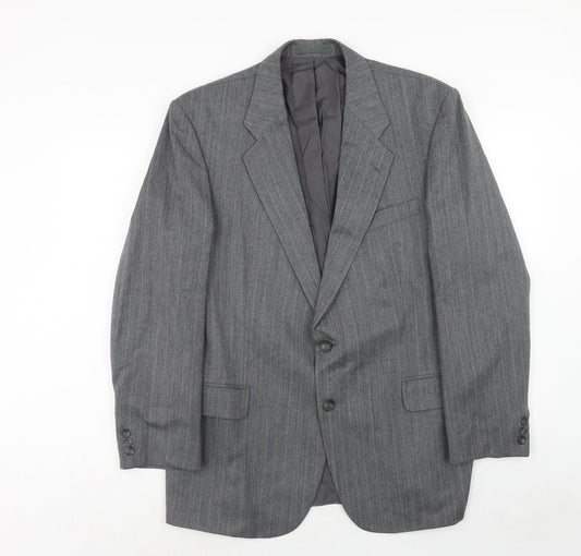 Marks and Spencer Mens Grey Striped Polyester Jacket Suit Jacket Size 42 Regular