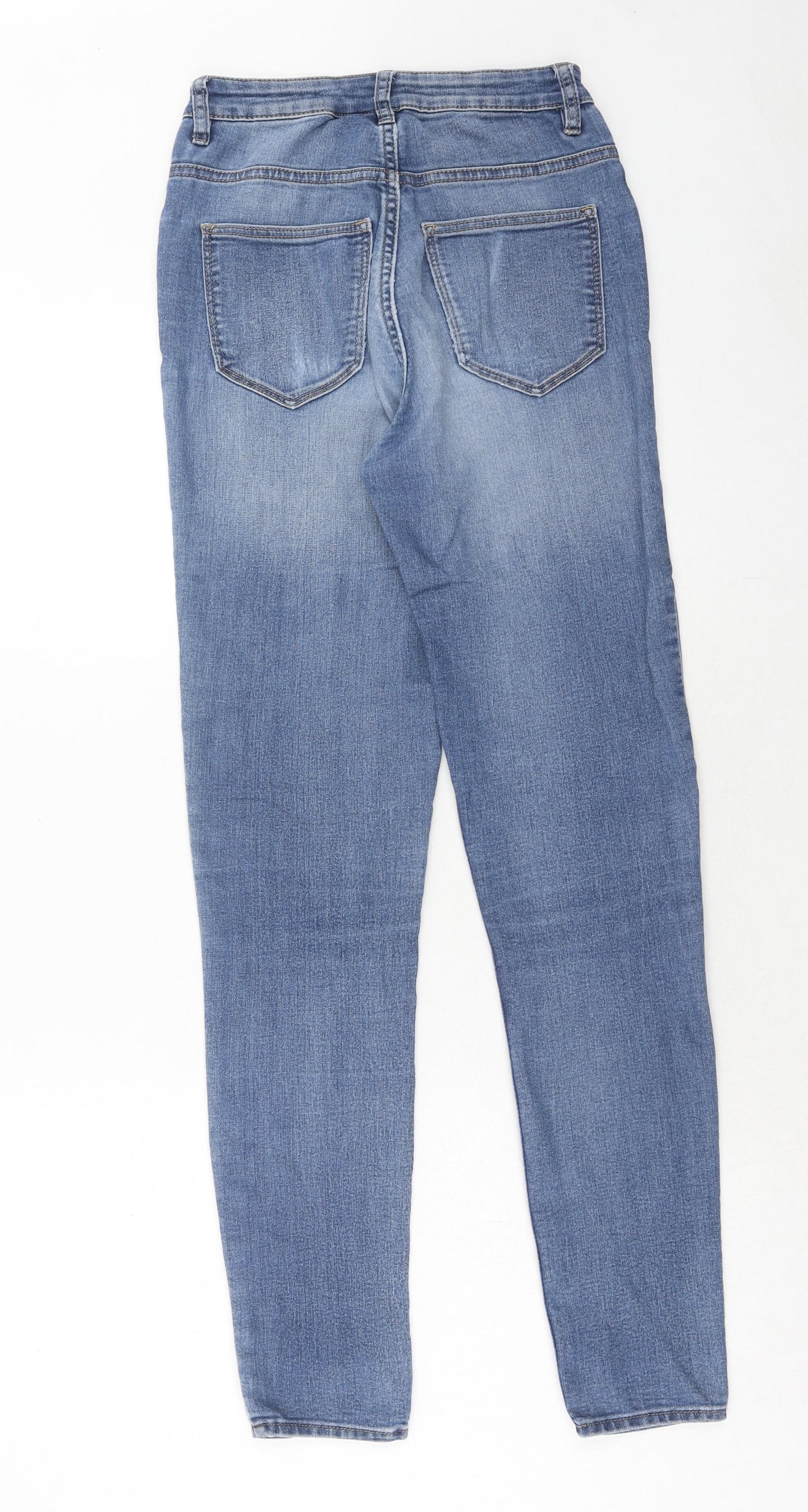 H&M Womens Blue Cotton Skinny Jeans Size 6 Regular Zip