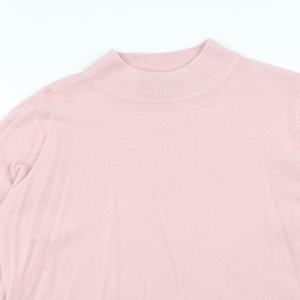 Pure & Natural Womens Pink High Neck Acrylic Pullover Jumper Size 18 - Size 18/20