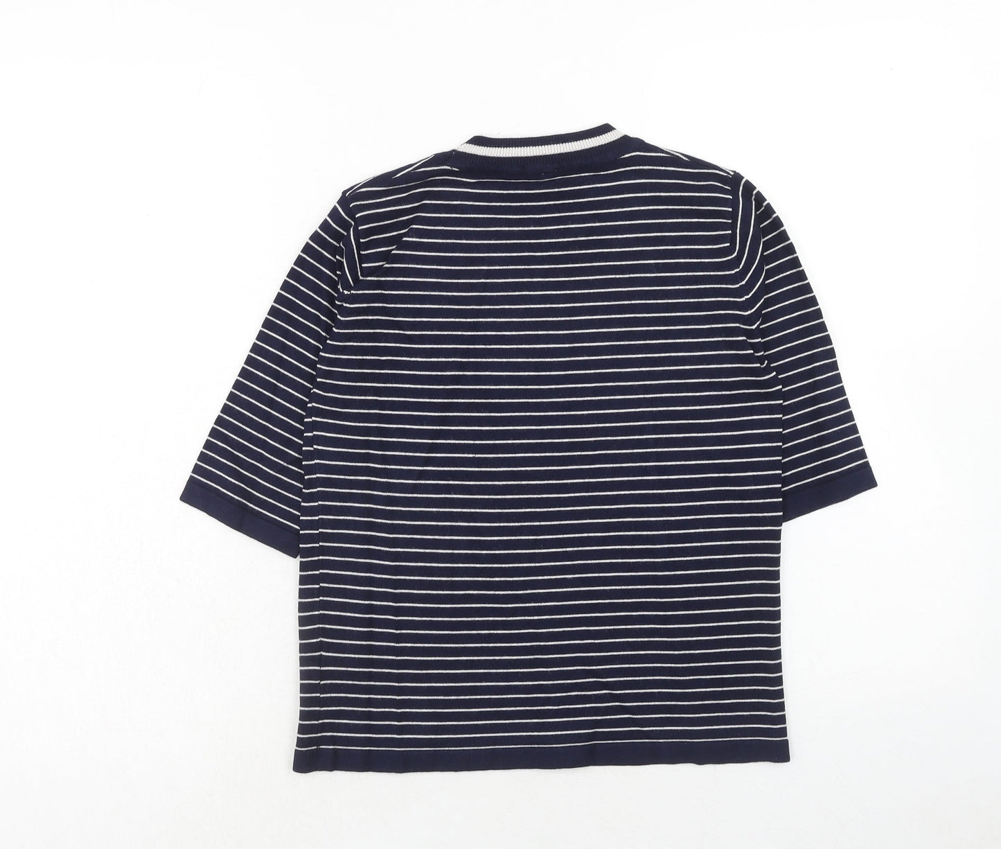 Sweewe Womens Blue Round Neck Striped Viscose Pullover Jumper Size S