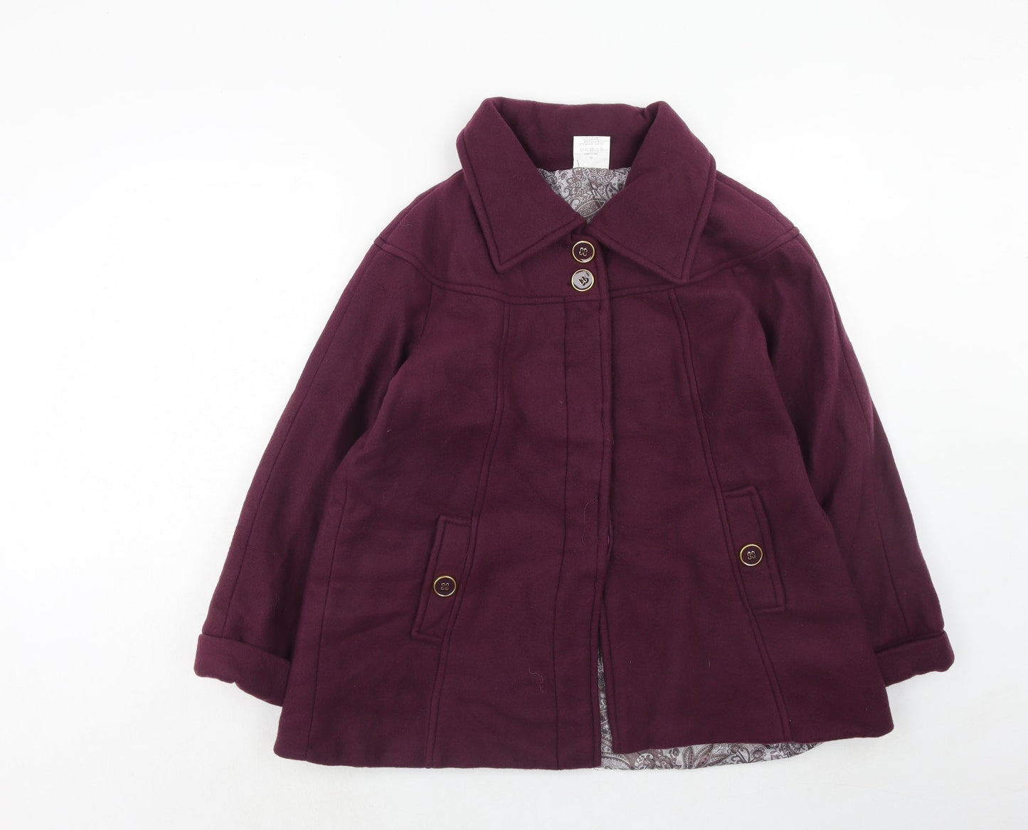 Anne De Lancay Womens Purple Jacket Size 14 Button