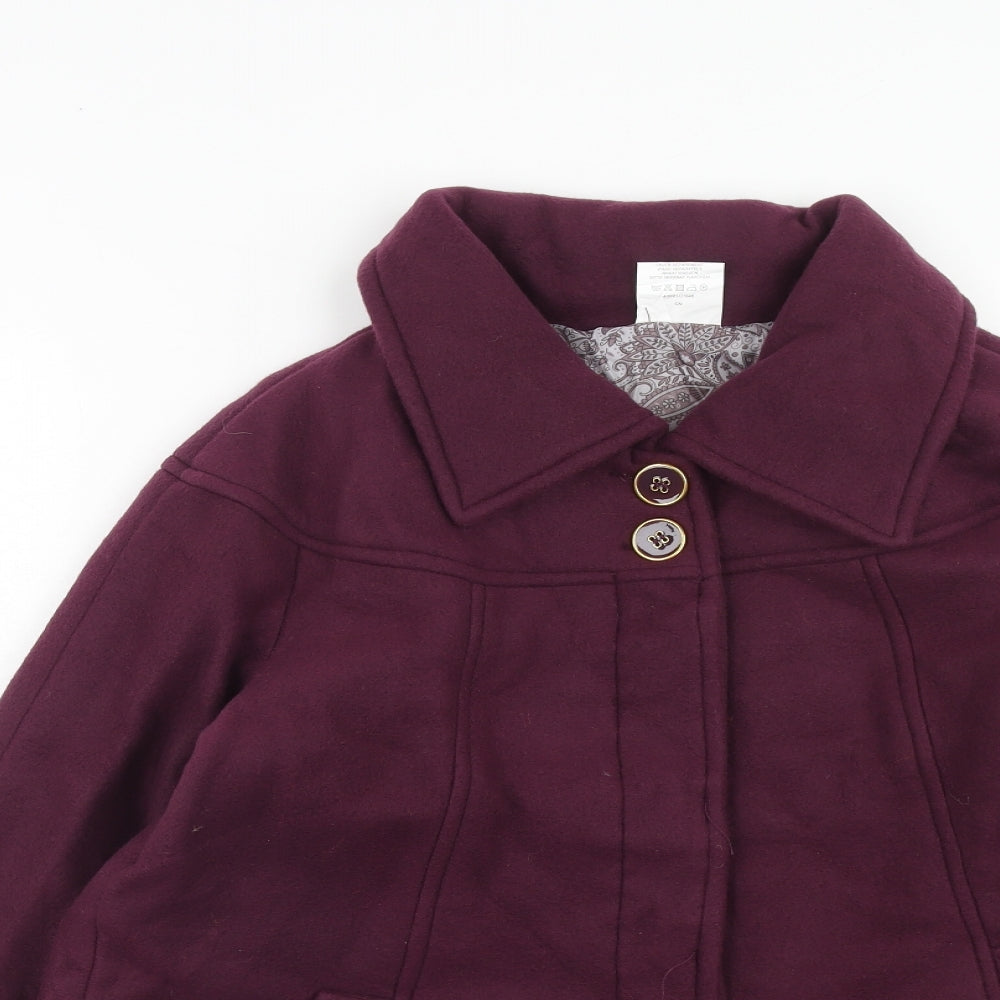 Anne De Lancay Womens Purple Jacket Size 14 Button