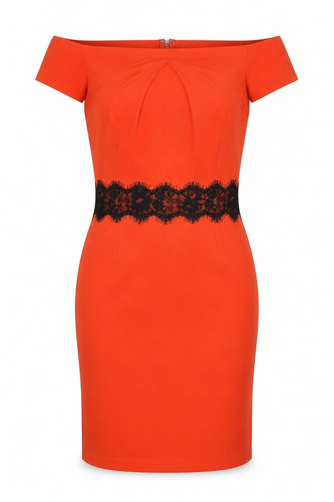 Paper Doll Productions Womens Orange Viscose A-Line Size 12 Boat Neck Zip