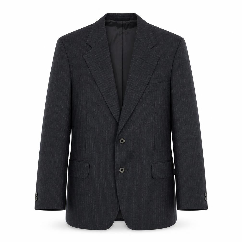 Blue Quill Mens Grey Striped Wool Jacket Suit Jacket Size 40 Regular