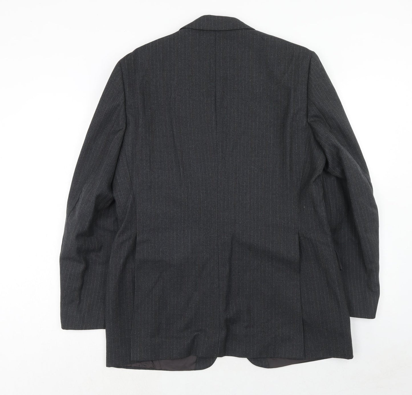 Blue Quill Mens Grey Striped Wool Jacket Suit Jacket Size 40 Regular