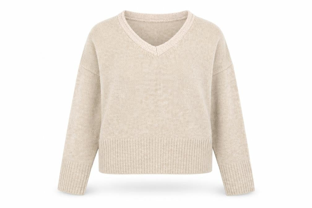 Topshop Womens Brown V-Neck Acrylic Pullover Jumper Size 8