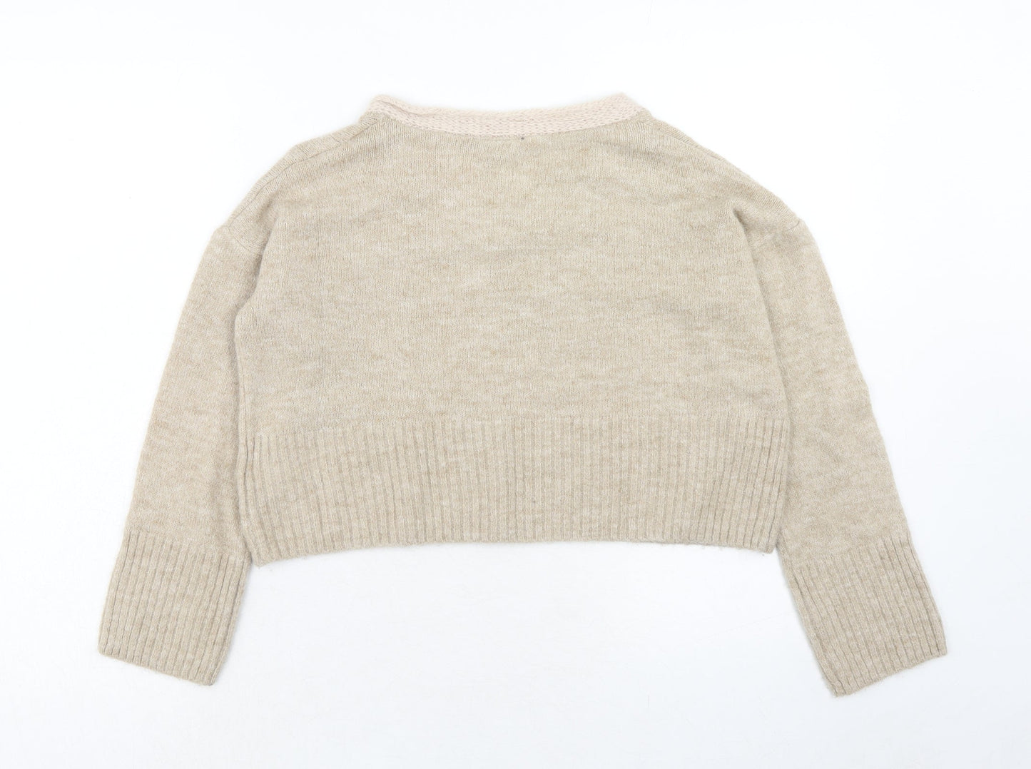 Topshop Womens Brown V-Neck Acrylic Pullover Jumper Size 8