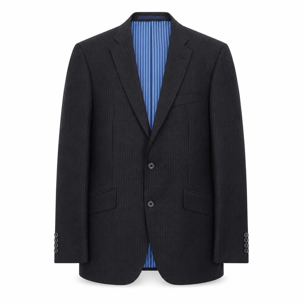 Marks & Spencer Mens Grey Striped Wool Jacket Suit Jacket Size 38 Regular