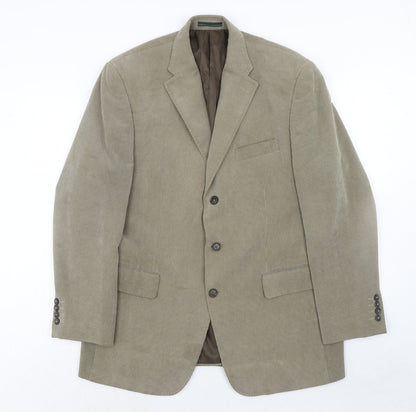 Preloved Greenwoods Mens Beige Polyester Jacket Blazer Size 42 Regular - Front