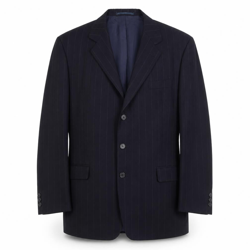 Jeremy Strauss Mens Blue Striped Wool Jacket Suit Jacket Size 44 Regular
