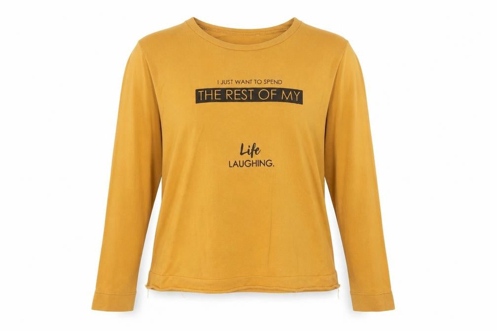 lft Womens Yellow Cotton Pullover Sweatshirt Size S Pullover