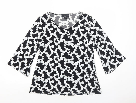 Antthony Womens Black Polka Dot Polyester Basic T-Shirt Size XS Round Neck