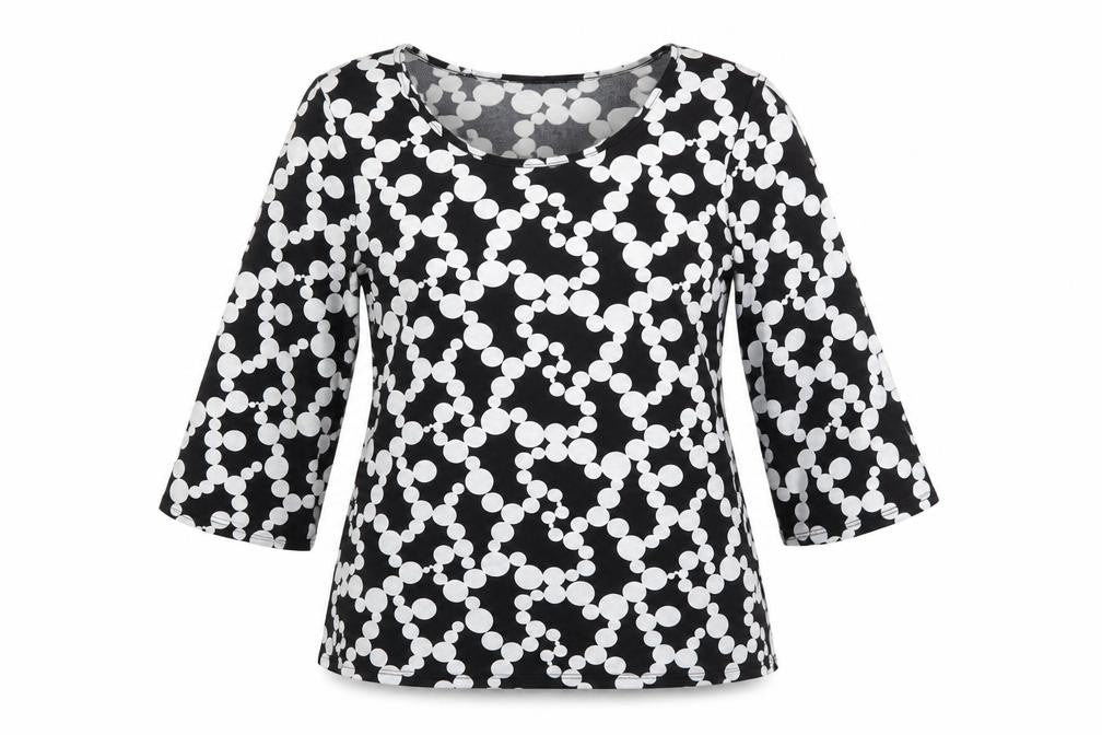 Antthony Womens Black Polka Dot Polyester Basic T-Shirt Size XS Round Neck