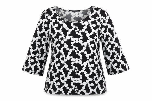 Antthony Womens Black Polka Dot Polyester Basic T-Shirt Size XS Round Neck
