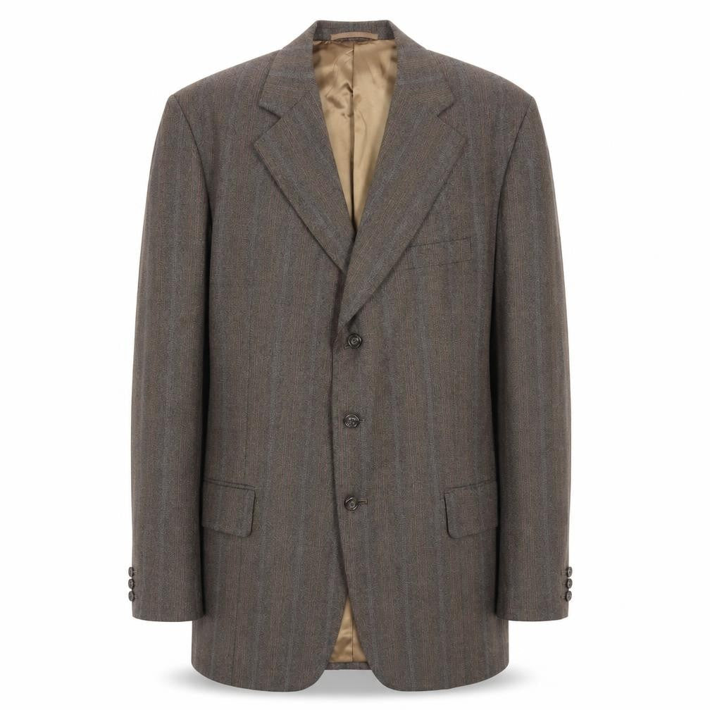John Atkinson Mens Brown Striped Wool Jacket Blazer Size 42 Regular