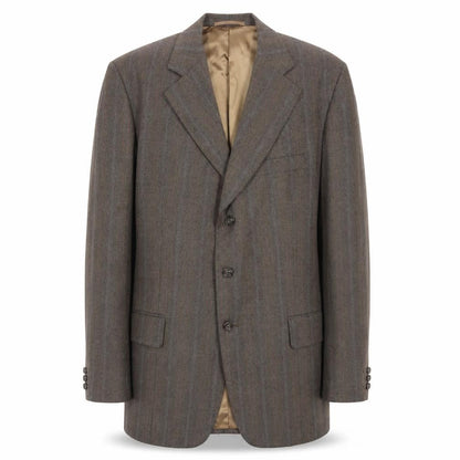 John Atkinson Mens Brown Striped Wool Jacket Blazer Size 42 Regular