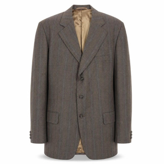 John Atkinson Mens Brown Striped Wool Jacket Blazer Size 42 Regular
