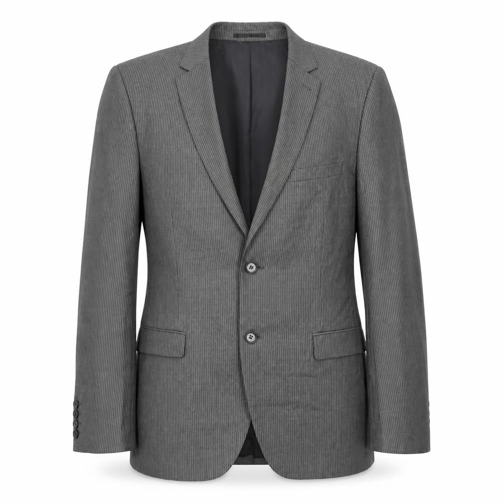 H&M Mens Grey Striped Polyester Jacket Suit Jacket Size 40 Regular