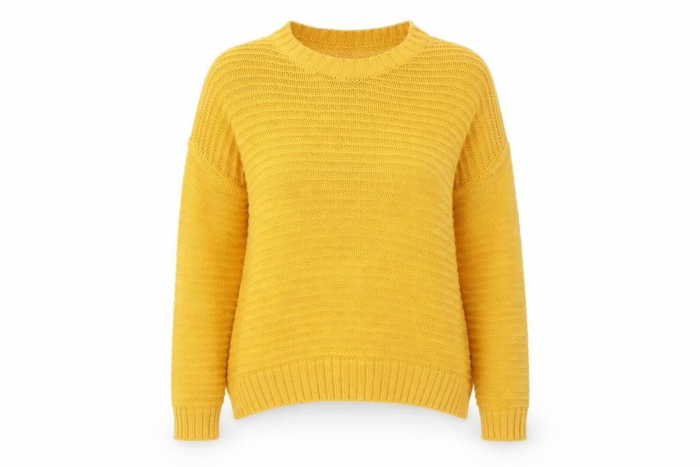 H&M Womens Yellow Round Neck Acrylic Pullover Jumper Size S