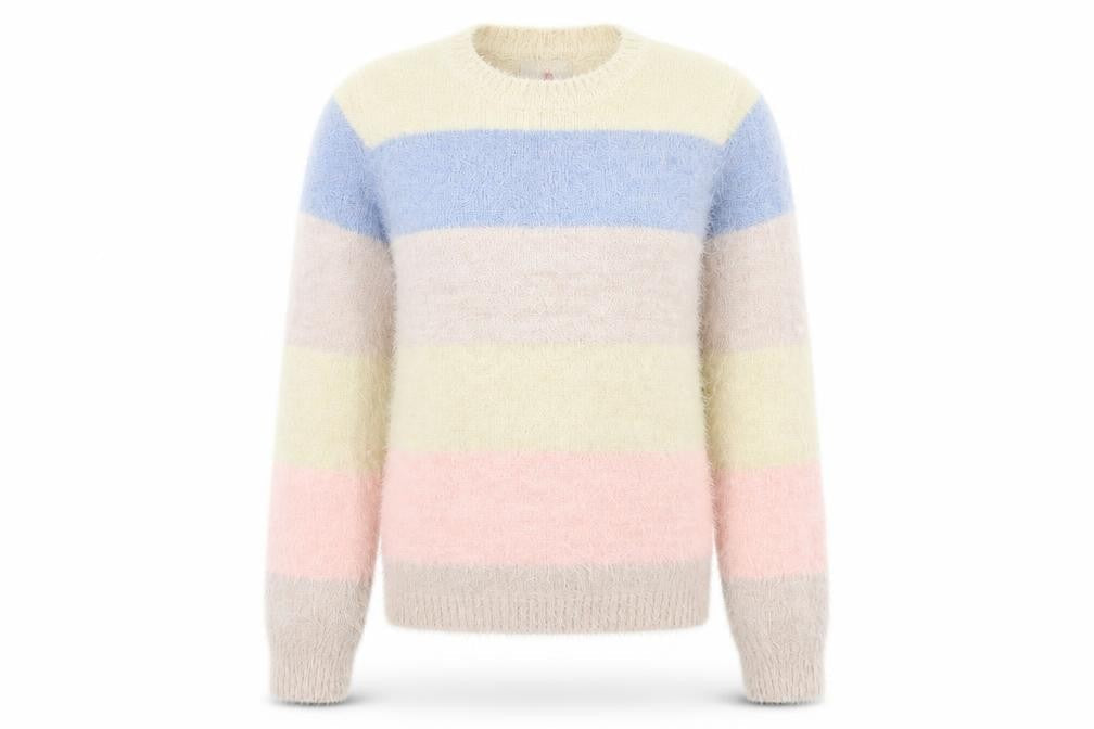Feva Diva Girls Multicoloured Round Neck Striped Nylon Pullover Jumper Size 13 Years Pullover