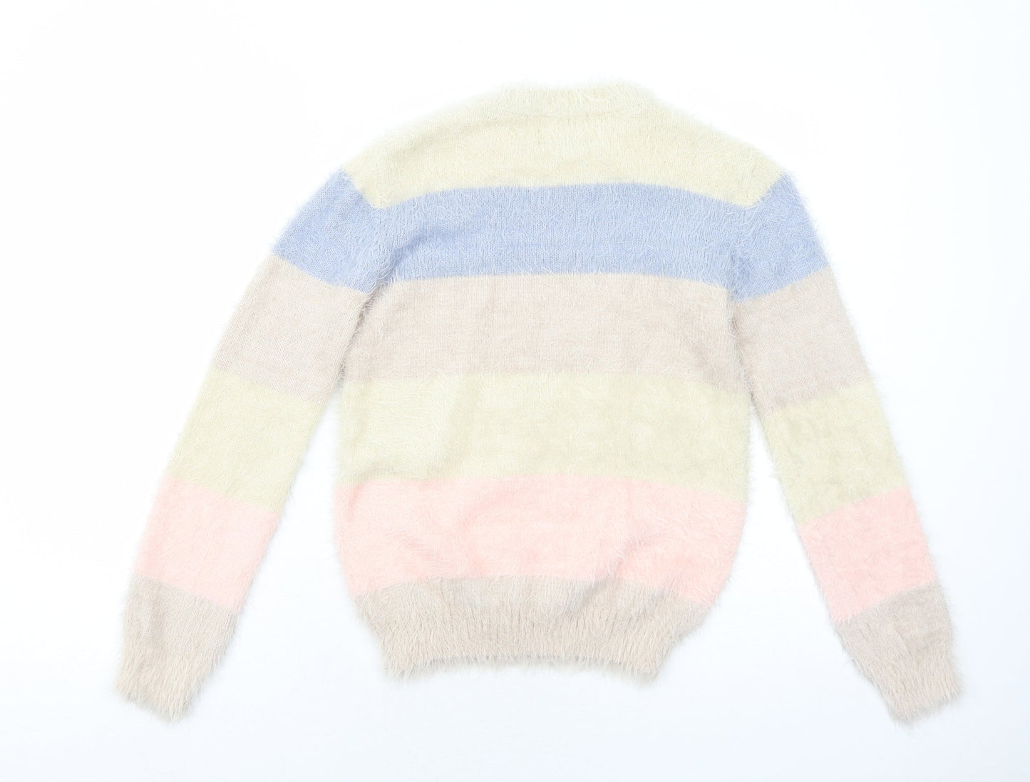 Feva Diva Girls Multicoloured Round Neck Striped Nylon Pullover Jumper Size 13 Years Pullover