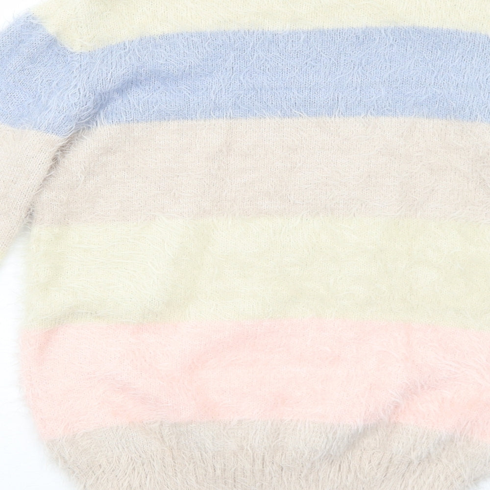 Feva Diva Girls Multicoloured Round Neck Striped Nylon Pullover Jumper Size 13 Years Pullover